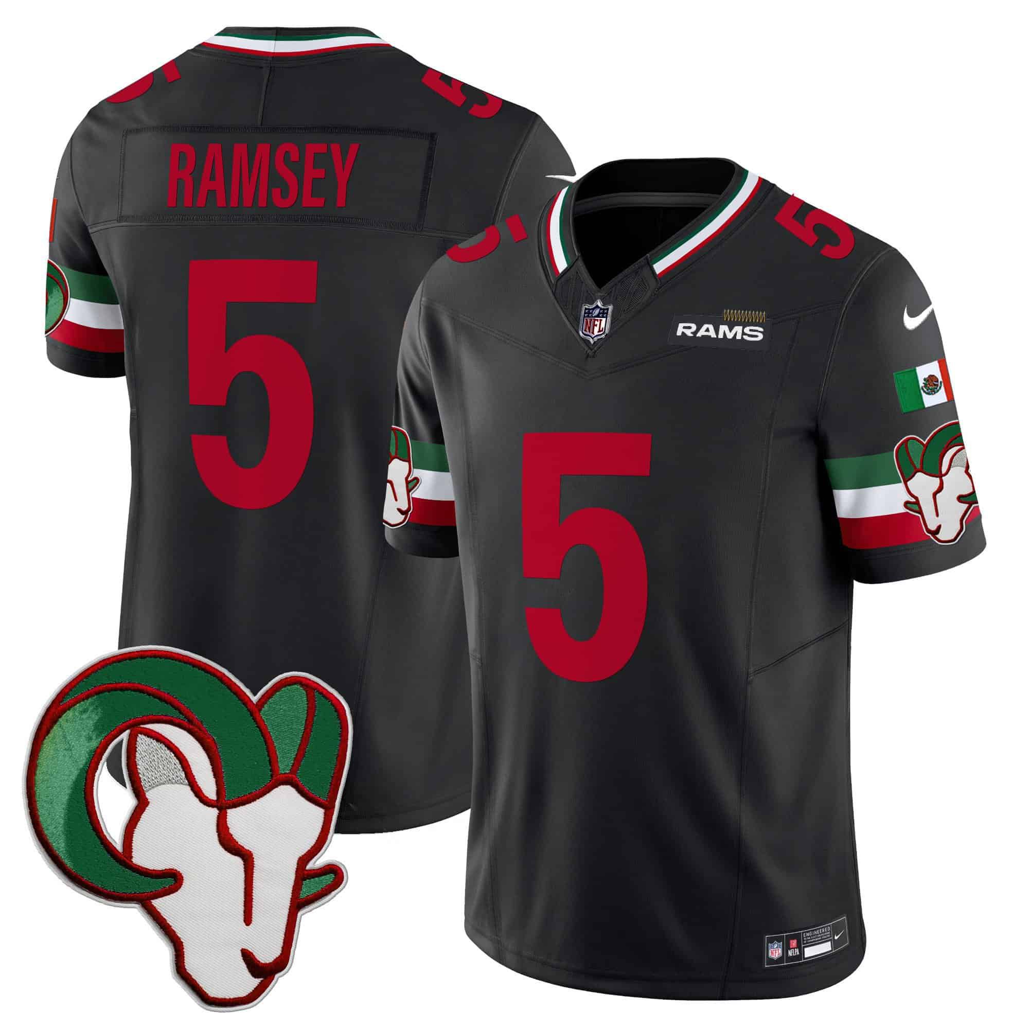 Men Los Angeles Rams 5 Ramsey Black 2024 Nike Mexico Vapor Limited NFL Jersey